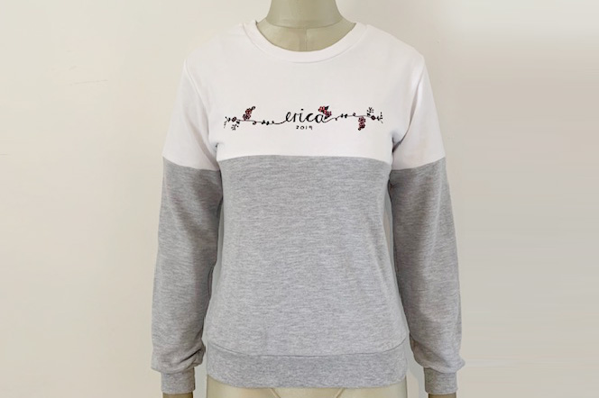 Two tone sweatshirt with embroidery